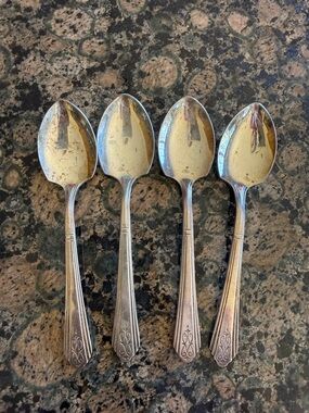 Vintage Silver-Tone Decorative Teaspoons - Set of 4
